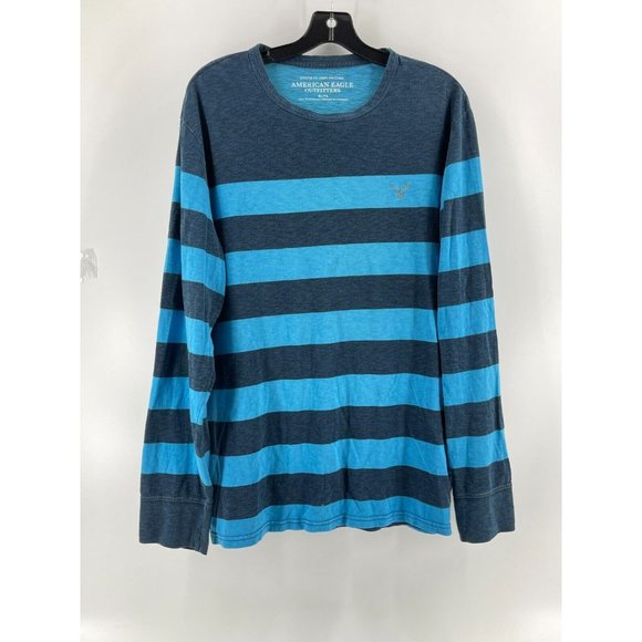 American Eagle Men's Long Sleeve Athletic Fit Blue Long Sleeve Tee T Shirt XL - Picture 2 of 10